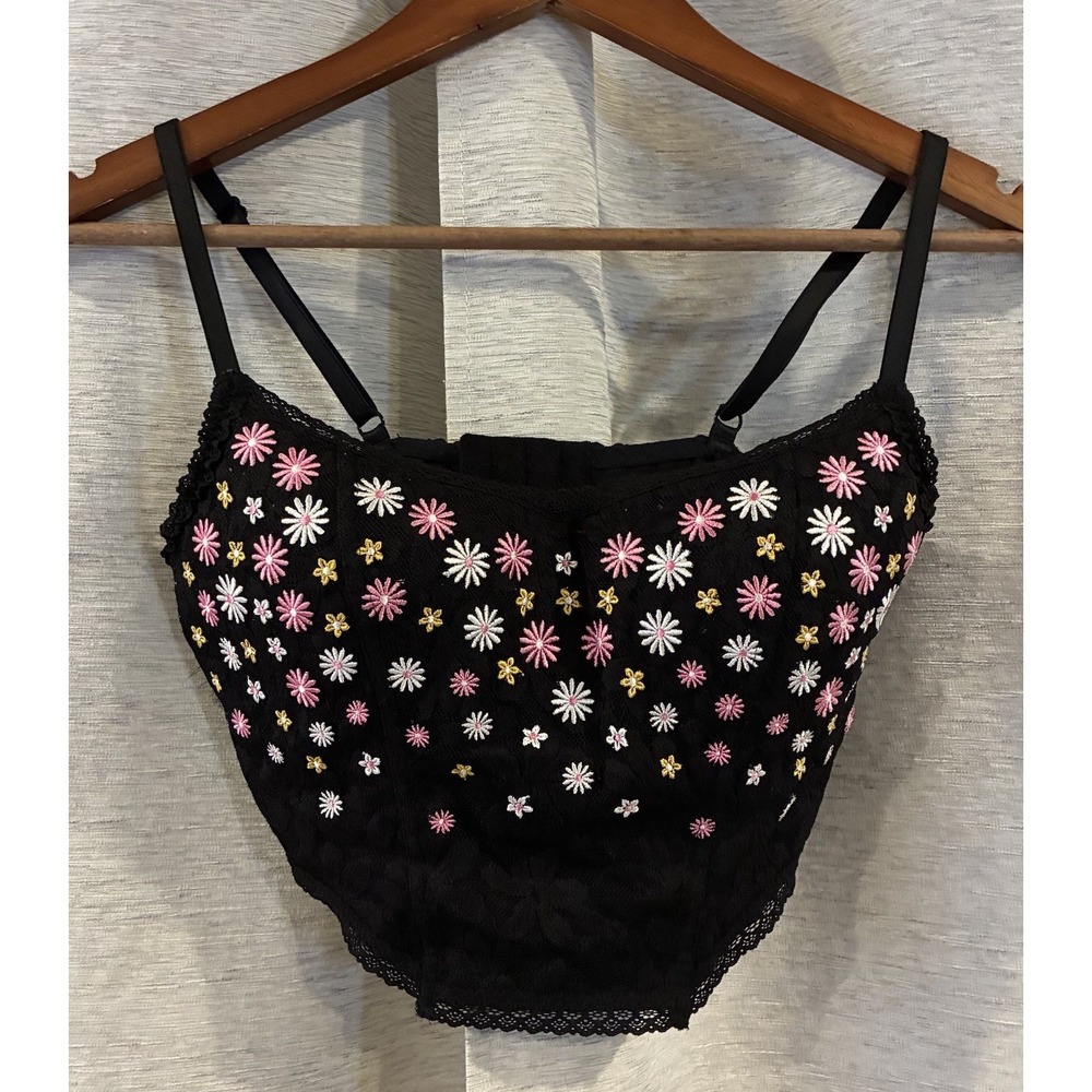 Victoria's Secret PINK Size Small Lace Lightly Lined Corset Bra Top Embroidery